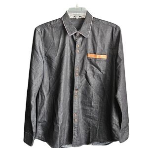 COOFANDY Flip Cuff Mens Black Button‎ Down Long Sleeve Casual Collared Sz Medium